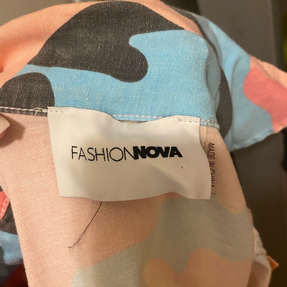 Pink camouflage denim moto jacket - Picture 3 of 5